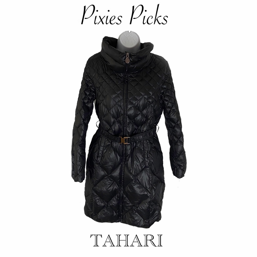Tahari long down puffer coat. Size Medium
